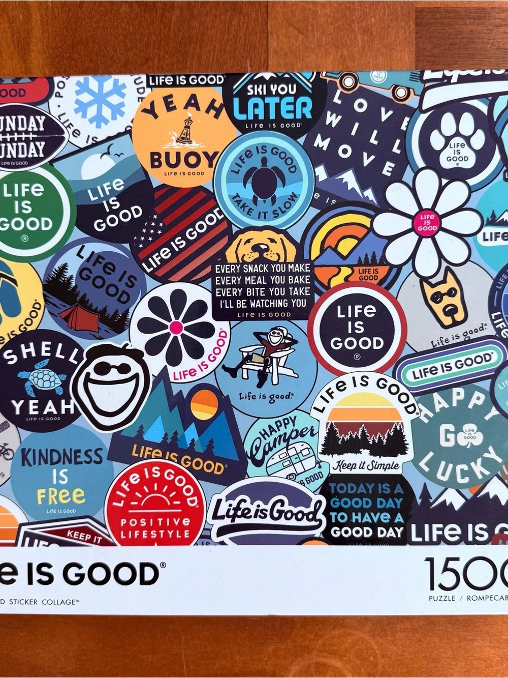 1500 piece Life Is Good Sticker Collage Puzzle - Colorful Multi Sticker Design